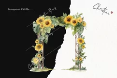 Watercolor Sunflower Arch Clipart | Watercolor Sunflower PNG Product Image 2