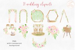 Wedding Day Clipart. Watercolor Wedding Arch PNG, Dress Product Image 3