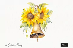 Watercolor Sunflower Bell Clipart | Watercolor Sunflower PNG Product Image 1