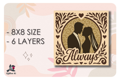 Wedding Bride and Groom Shadow box SVG Papercut template Product Image 2