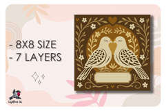 Wedding Bird Love Card Name Shadow box SVG Papercut template Product Image 2