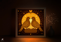 Wedding Bird Love Card Name Shadow box SVG Papercut template Product Image 3