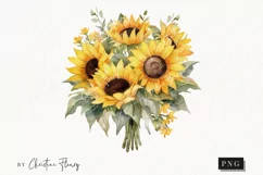 Watercolor Sunflower Bouquet Clipart | Watercolor Sunflower Product Image 1