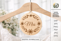Wedding Dress Hanger Charm Laser Cut. Dress Hanger Tag SVG Product Image 1