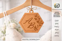 Wedding Dress Hanger Charm Laser Cut. Dress Hanger Tag SVG Product Image 1