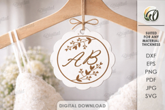 Wedding Dress Hanger Charm Laser Cut. Dress Hanger Tag SVG Product Image 1