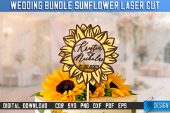 Wedding Cake Topper Laser Cut Design,Wedding Sunflower Decor Product Image 1