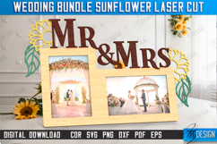 Wedding Photo Frame Laser Cut, Wedding Sunflower Decor Product Image 1