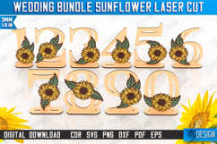 Wedding Table Numbers Laser Cut, Wedding Sunflower Decor Product Image 1