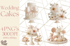 Wedding Cake Clipart PNG, Elegant Wedding Desserts Product Image 1