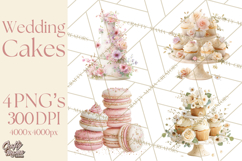 Wedding Cake Clipart PNG, Elegant Wedding Desserts Product Image 1