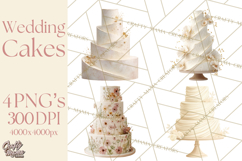 Wedding Cake Clipart PNG, Elegant Wedding Desserts Product Image 1