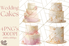 Wedding Cake Clipart PNG, Elegant Wedding Desserts Product Image 1