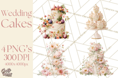 Wedding Cake Clipart PNG, Elegant Wedding Desserts Product Image 1