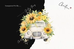 Watercolor Sunflower Car Clipart | Watercolor Sunflower PNG Product Image 2