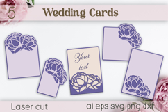 Flowers wedding Invitation svg, Layered card laser cut Product Image 1