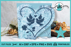 Wedding Anniversary Lovebirds Card Template SVG Product Image 1