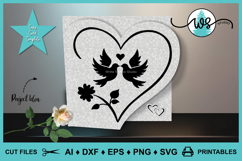 Wedding Anniversary Lovebirds Card Template SVG Product Image 4