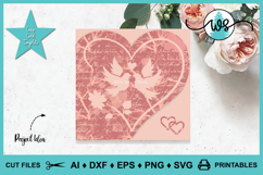 Wedding Anniversary Lovebirds Card Template SVG Product Image 5