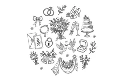 Wedding Embroidery Pattern PDF Romantic Bridal Icons Floral Product Image 2