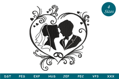 Wedding Couple In Heart Machine Embroidery Product Image 1