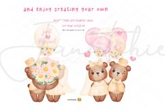 Wedding clipart, Mr. and Mrs. teddy bears watercolour png Product Image 4