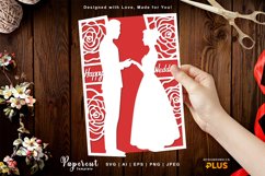 Couple Doing Vow, Happy Wedding Card Cover with Roses Product Image 1