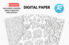 Wedding Damask Digital Paper, Wedding Background Product Image 1