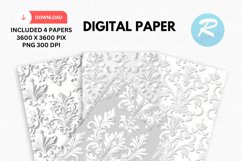 Wedding Damask Digital Paper, Wedding Background Product Image 1