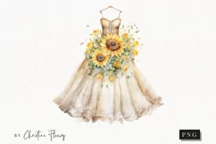 Watercolor Sunflower Dress Clipart | Watercolor Sunflower Product Image 1