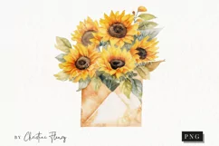 Watercolor Sunflower Letter Clipart | Watercolor Sunflower Product Image 1