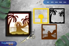 3D Shadowbox Wedding Couple on Sunset Beach Layered Papercut Product Image 1