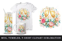 Wedding tumbler, mug wrap, clipart sublimation design Product Image 1