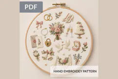 Wedding Embroidery Pattern PDF Romantic Bridal Icons Floral Product Image 1