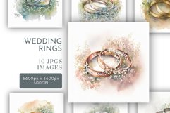 Wedding Rings with Flowers | Watercolour Clipart JPG Product Image 1