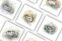 Wedding Rings with Flowers | Watercolour Clipart JPG Product Image 2
