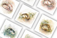 Wedding Rings with Flowers | Watercolour Clipart JPG Product Image 3
