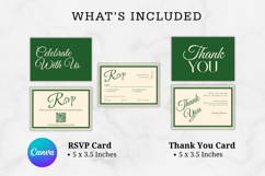 Luxury wedding stationery set with emerald green accents, elegant invitation suite template for formal weddings