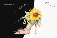Watercolor Sunflower Shoe Clipart | Watercolor Sunflower PNG Product Image 2