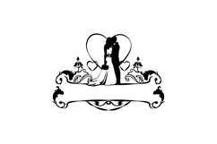 Wedding silhouette couple vintage banner design Product Image 1
