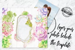 Floral photo Frame Tumbler template, wedding sublimation png Product Image 2