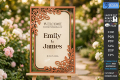 Wedding Welcome Sign Laser Cut | Floral Wedding Laser Decor Product Image 1