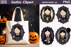 Gothic Girl Clipart | Halloween Frame Sublimation Product Image 1