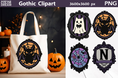 Gothic Halloween Clipart | Bat &amp; Ghost Frames Product Image 1