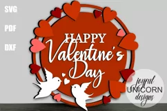 Happy Valentines Day Round Sign SVG | Love Birds Door Hanger Product Image 1