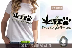 Weed Coffee Paw SVG|Positive Coffee Quote I'm a Simple Woman