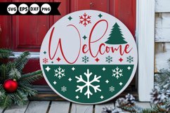 Welcome - Christmas Round Sign SVG Product Image 1