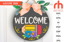 back to school svg, school door sign, welcome sign svg, floral pencil svg, classroom hanger svg, hanging sign svg, laser cut file, teacher door sign, gift for teacher, layered door sign, cute teacher sign, first day sign, wood sign, bulletin board