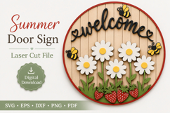 Welcome Sign - SVG Laser Summer Door Hanger Cut Files Product Image 1