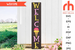 Summer Porch Sign SVG, Vertical Welcome Sign, Ice Cream Cone SVG, Summer Leaner SVG, Glowforge Laser File, Cricut Cut Files, Summer Door Hanger, Housewarming Gift, Ice Cream Parlor Sign, Front Porch Sitter svg, Sweet Summer Decor, Vertical Sign SVG